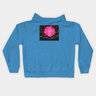 red abstract flower with green leaf Kids Hoodie